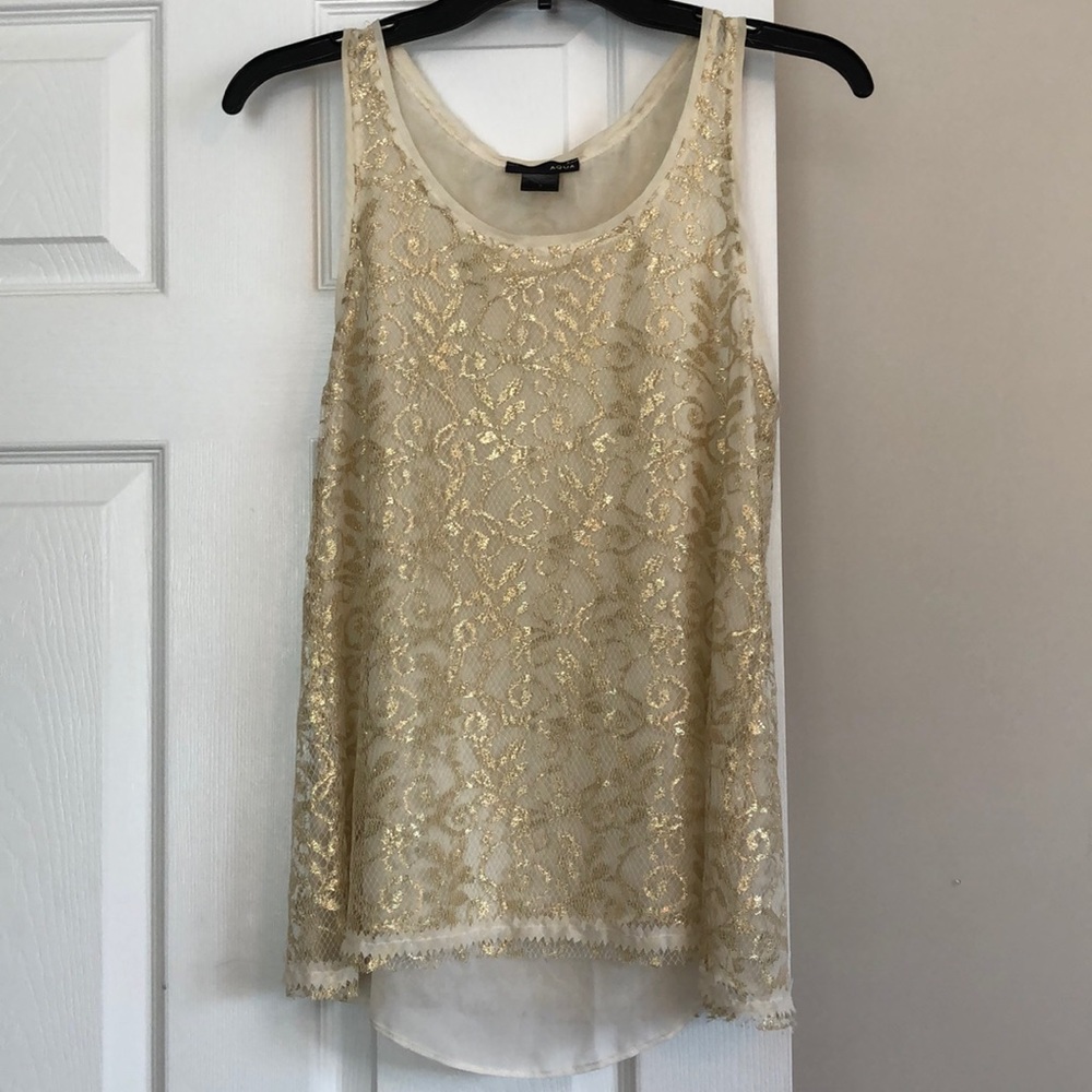 Aqua metallic gold tank top